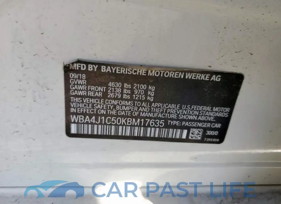 WBA4J1C50KBM17635# 12