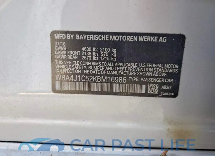 WBA4J1C52KBM16986# 13