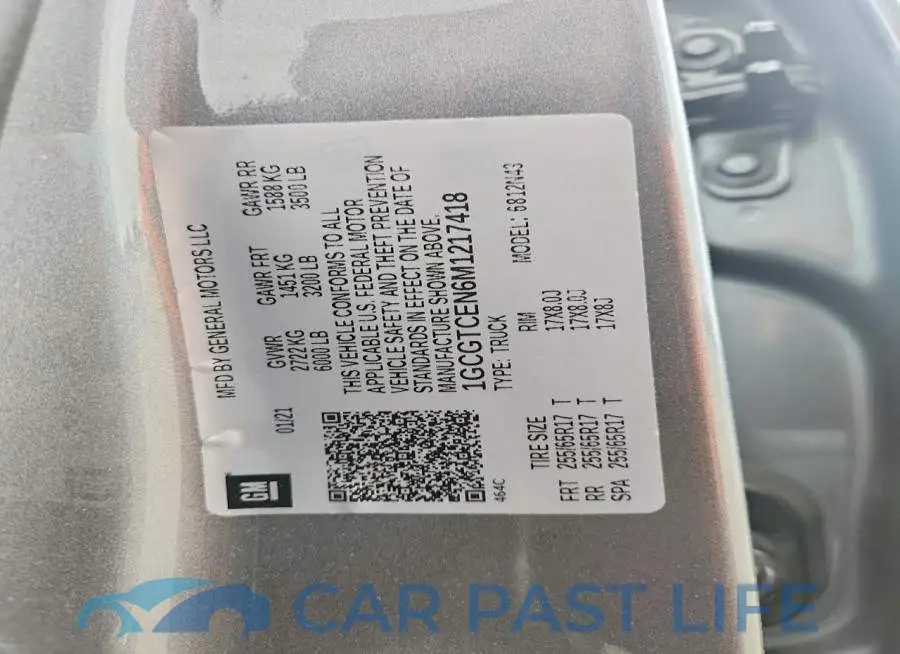 1GCGTCEN6M1217418# 12