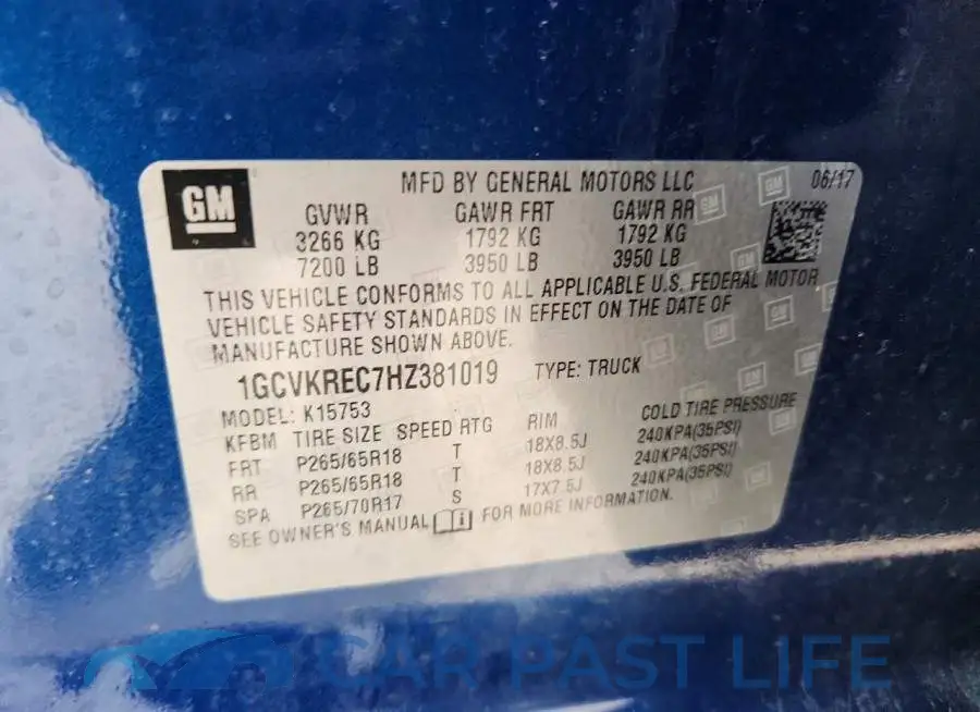 1GCVKREC7HZ381019# 12