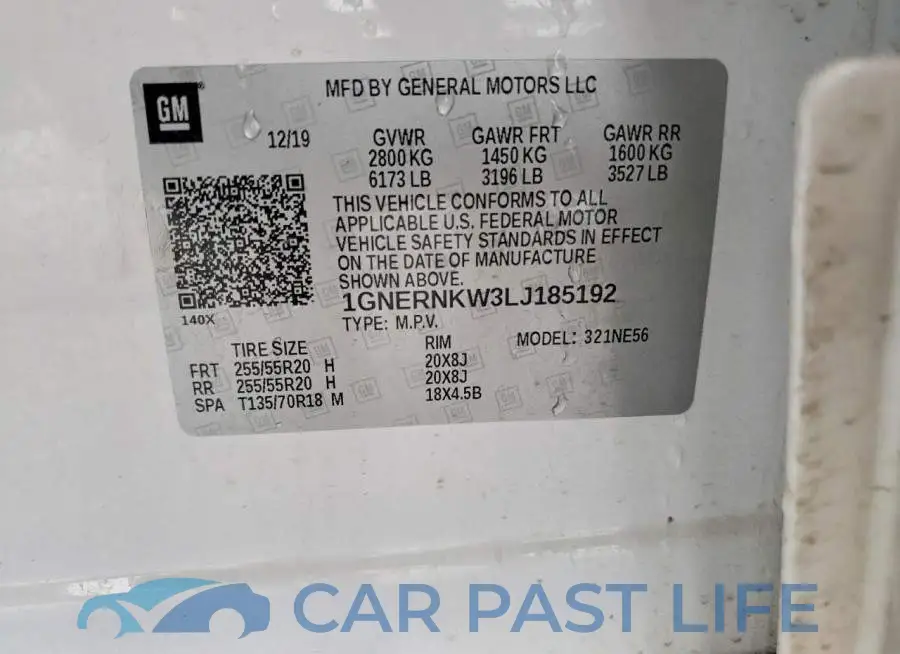 1GNERNKW3LJ185192# 12