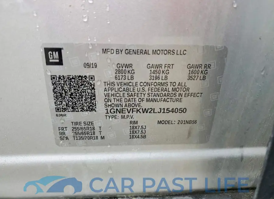 1GNEVFKW2LJ154050# 14