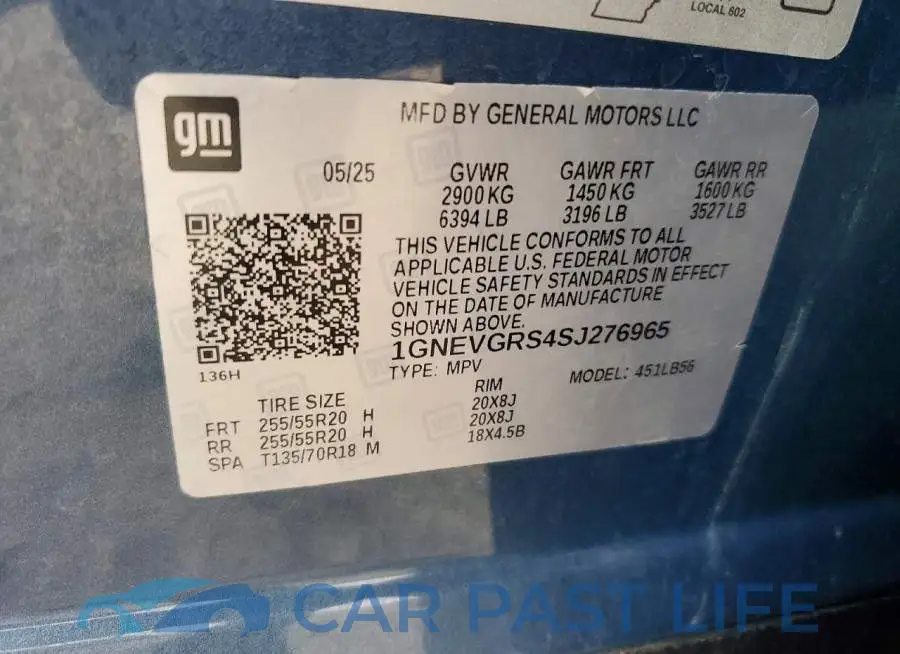 1GNEVGRS4SJ276965# 13