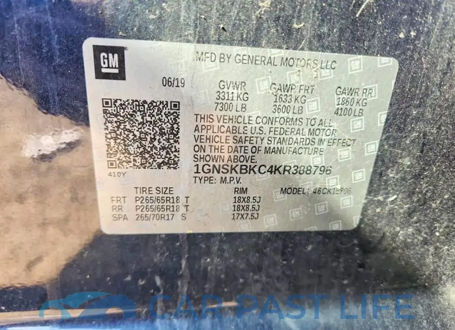 1GNSKBKC4KR388796# 13