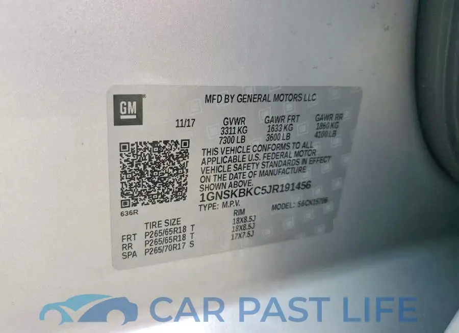 1GNSKBKC5JR191456# 13