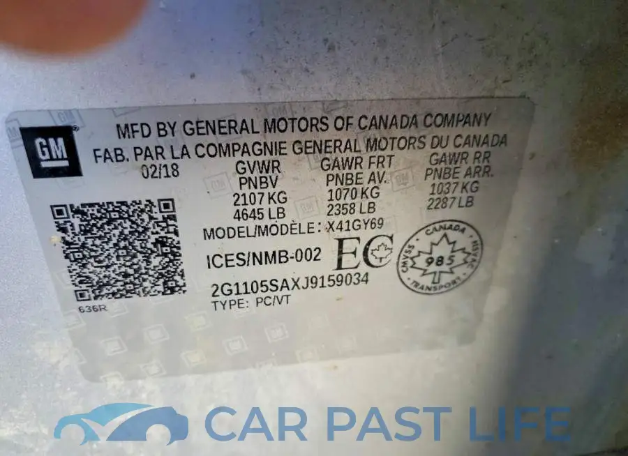 2G1105SAXJ9159034# 12