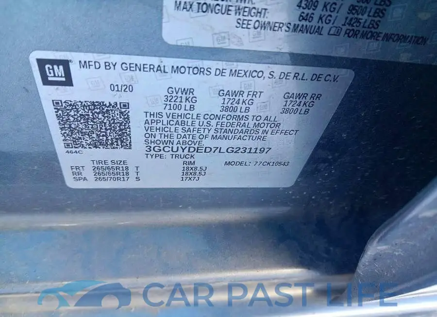 3GCUYDED7LG231197# 12