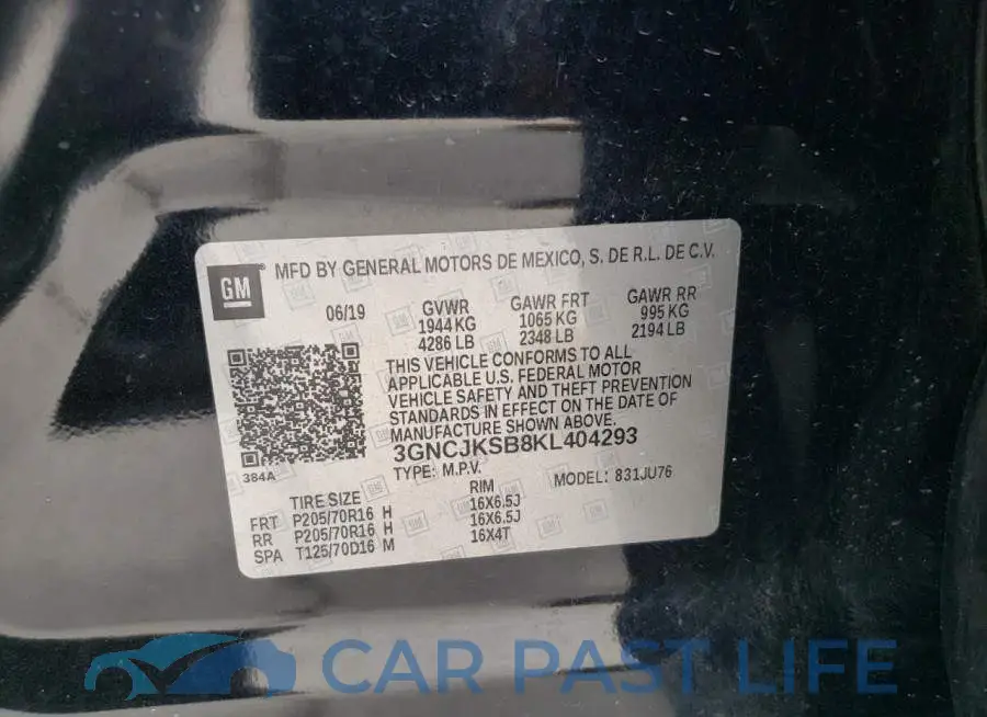3GNCJKSB8KL404293# 13