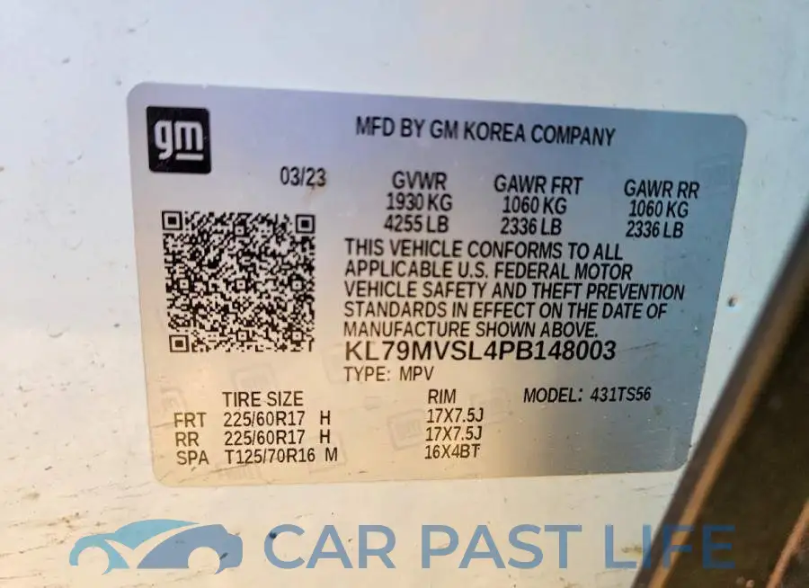 KL79MVSL4PB148003# 12