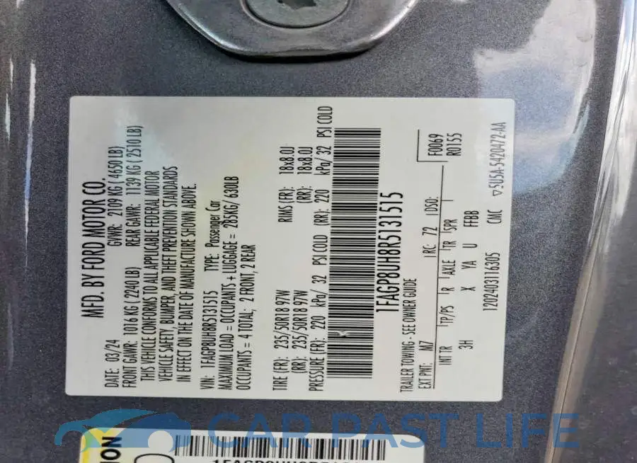 1FAGP8UH8R5131515# 12