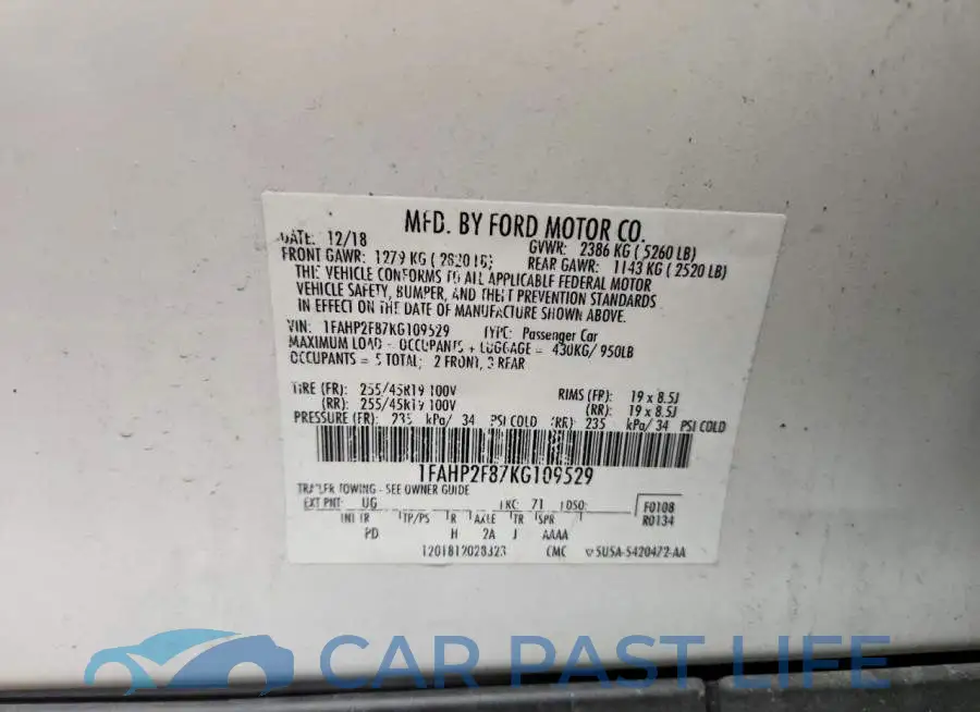 1FAHP2F87KG109529# 13