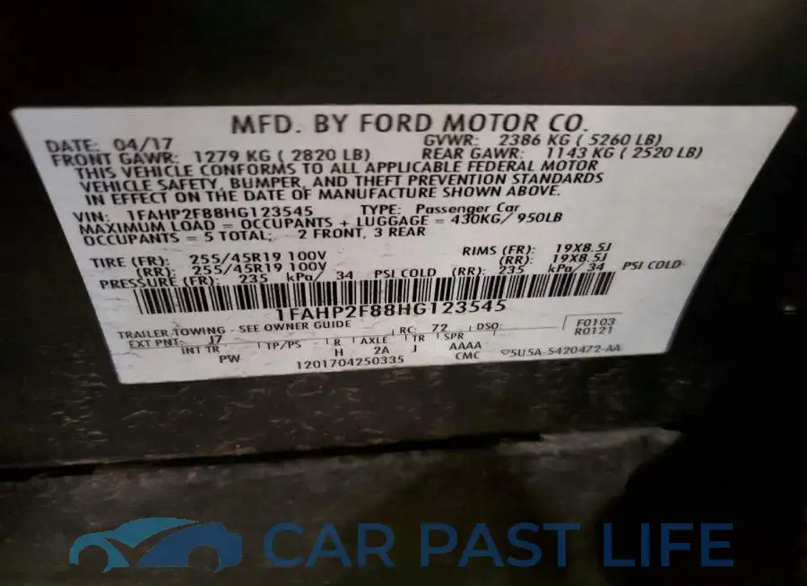 1FAHP2F88HG123545# 12