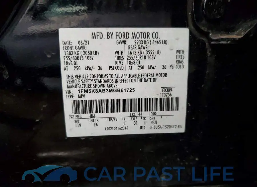 1FM5K8AB3MGB61725# 13