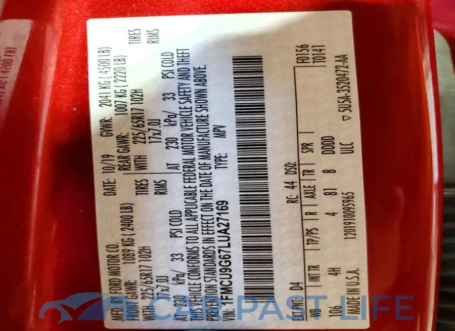1FMCU9G67LUA27169# 13