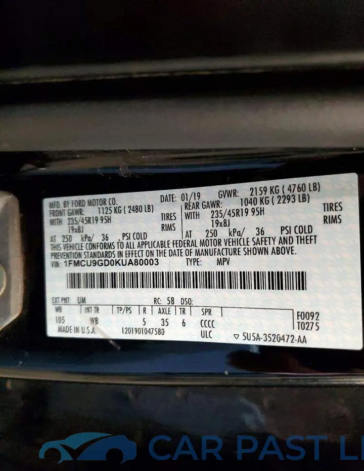 1FMCU9GD0KUA80003# 13