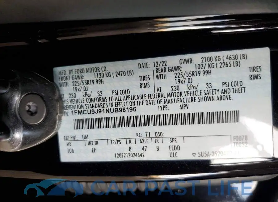 1FMCU9J91NUB98196# 13