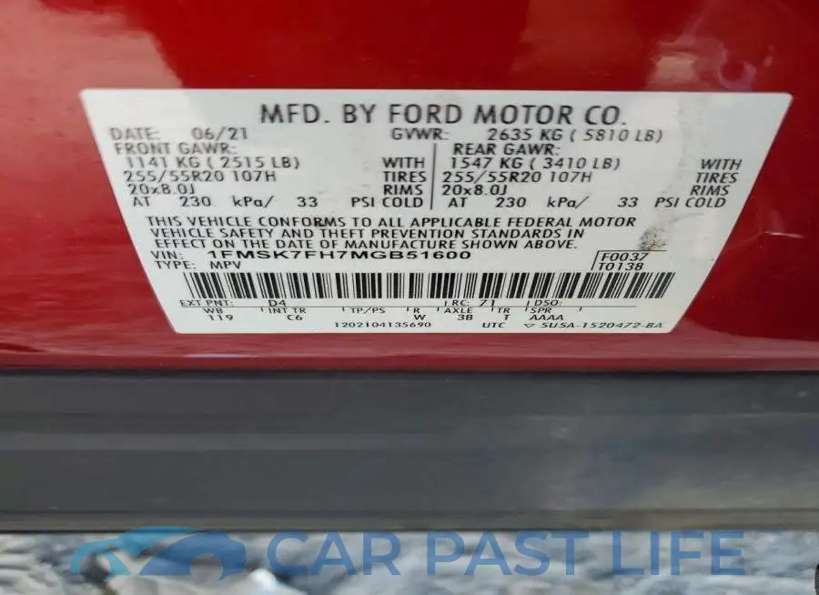 1FMSK7FH7MGB51600# 13