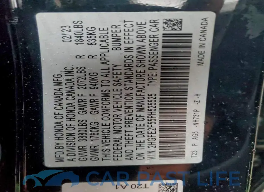 2HGFE2F55PH525525# 13