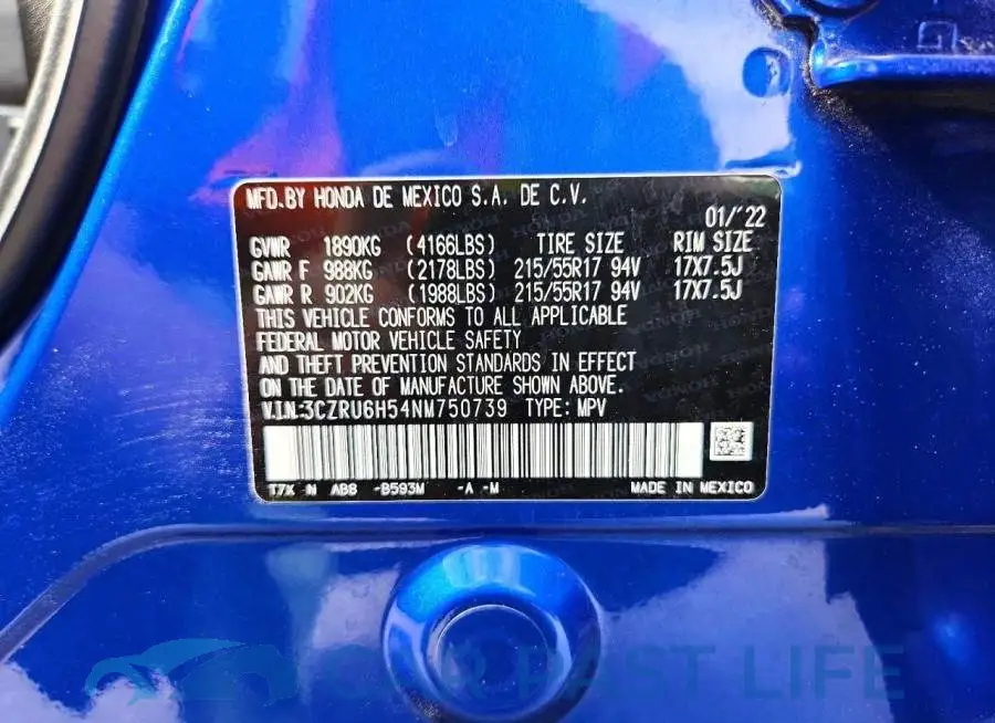 3CZRU6H54NM750739# 13
