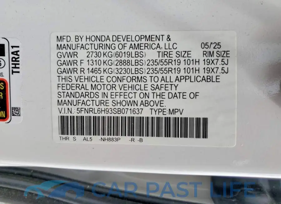 5FNRL6H93SB071637# 13