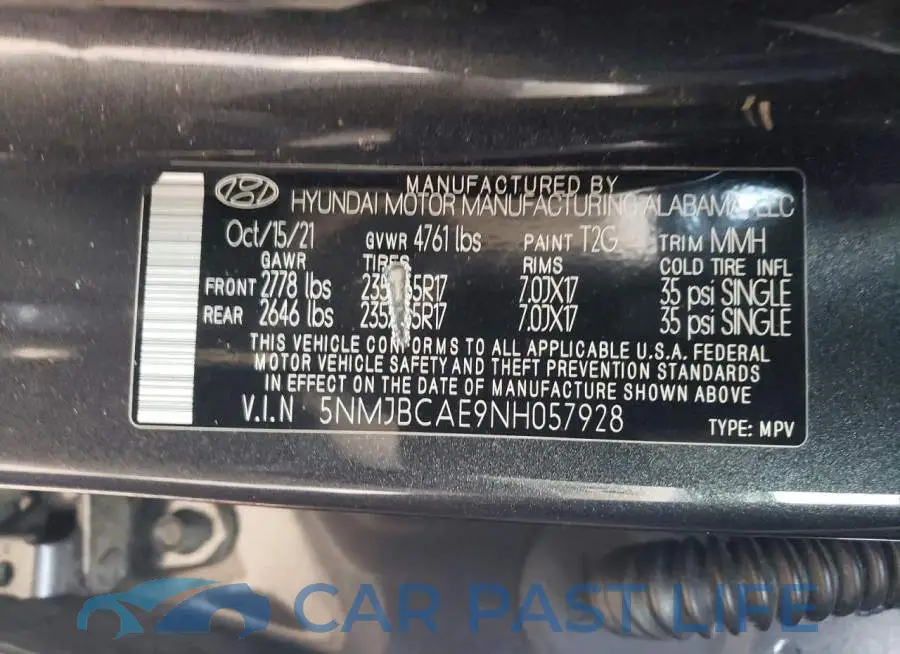 5NMJBCAE9NH057928# 13