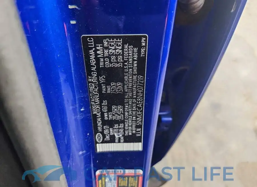 5NMJFCAE8NH077219# 13