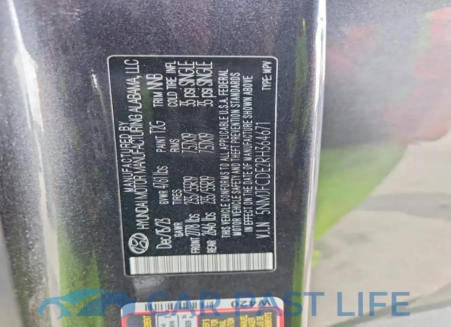 5NMJFCDE2RH364671# 12