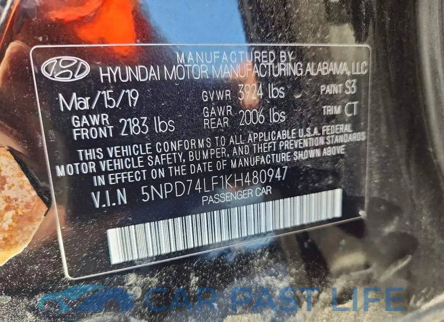 5NPD74LF1KH480947# 12