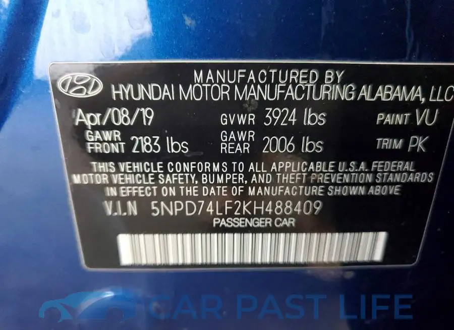 5NPD74LF2KH488409# 12