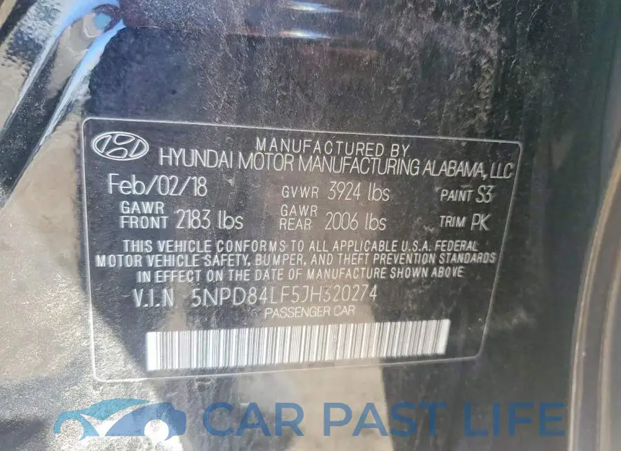 5NPD84LF5JH320274# 12