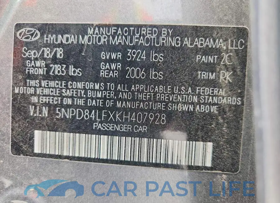 5NPD84LFXKH407928# 13