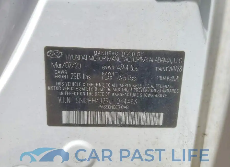 5NPEH4J29LH044463# 12