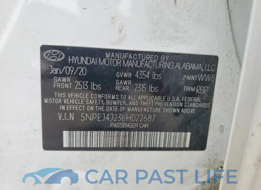 5NPEJ4J23LH022687# 12