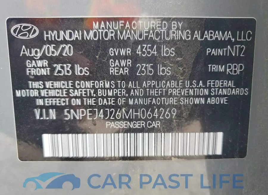 5NPEJ4J26MH064269# 12
