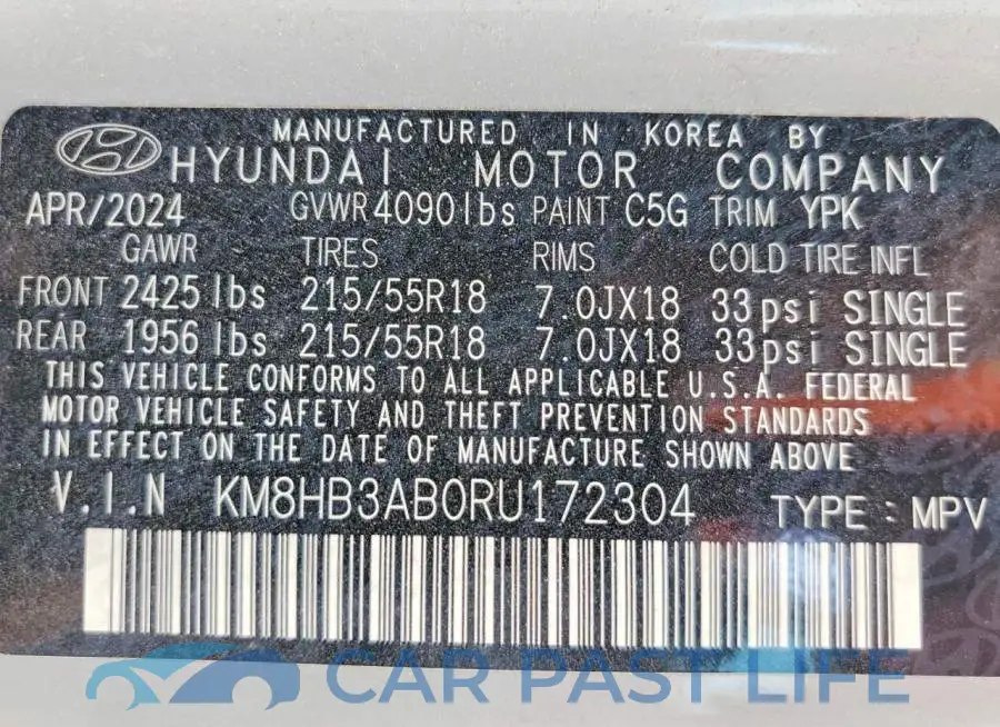 KM8HB3AB0RU172304# 13