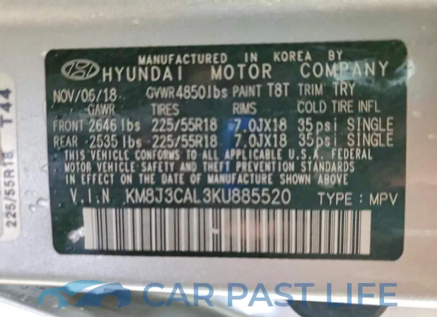 KM8J3CAL3KU885520# 12