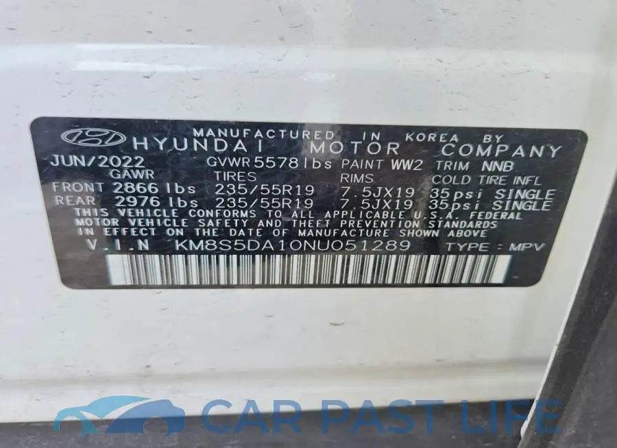 KM8S5DA10NU051289# 13