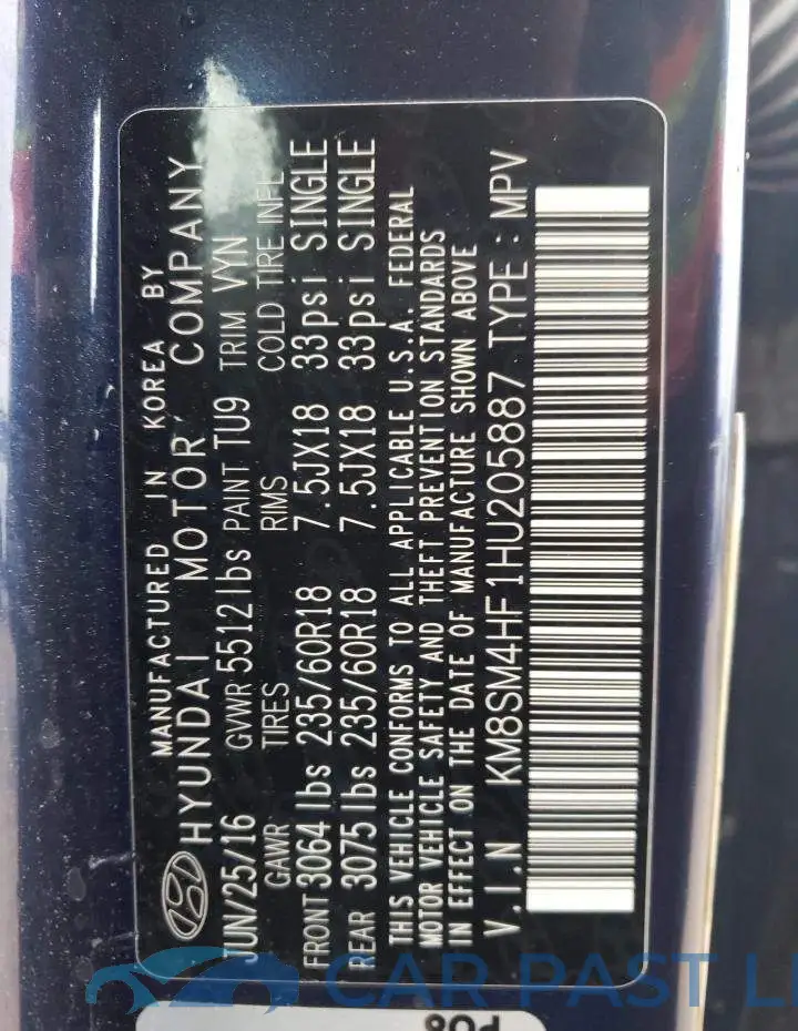 KM8SM4HF1HU205887# 12
