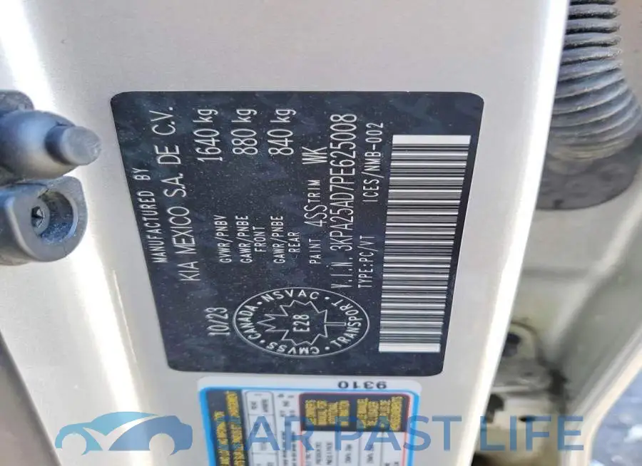 3KPA25AD7PE625008# 12