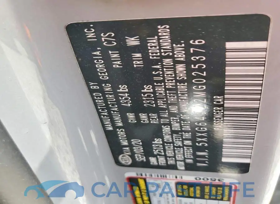 5XXG64J22MG025376# 12