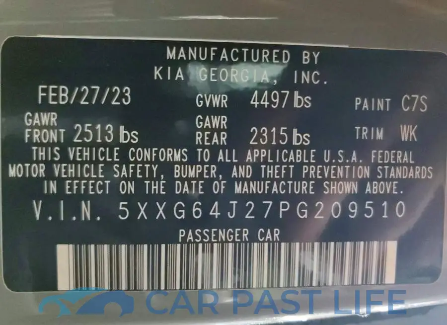 5XXG64J27PG209510# 13