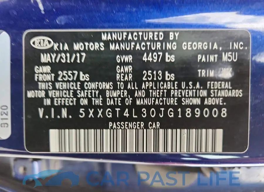 5XXGT4L30JG189008# 12