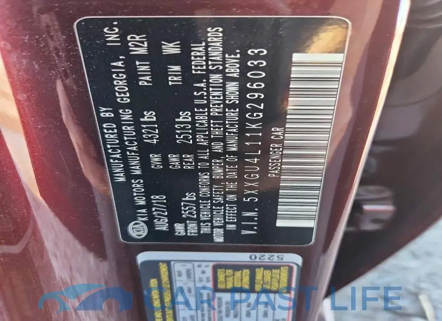 5XXGU4L11KG296033# 13