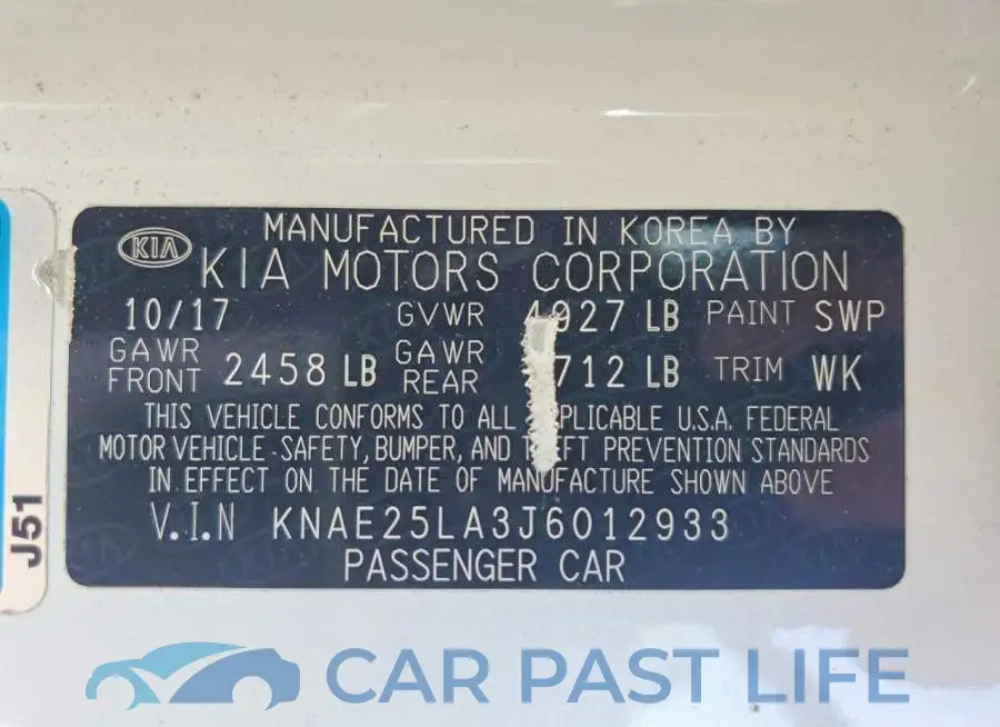 KNAE25LA3J6012933# 12