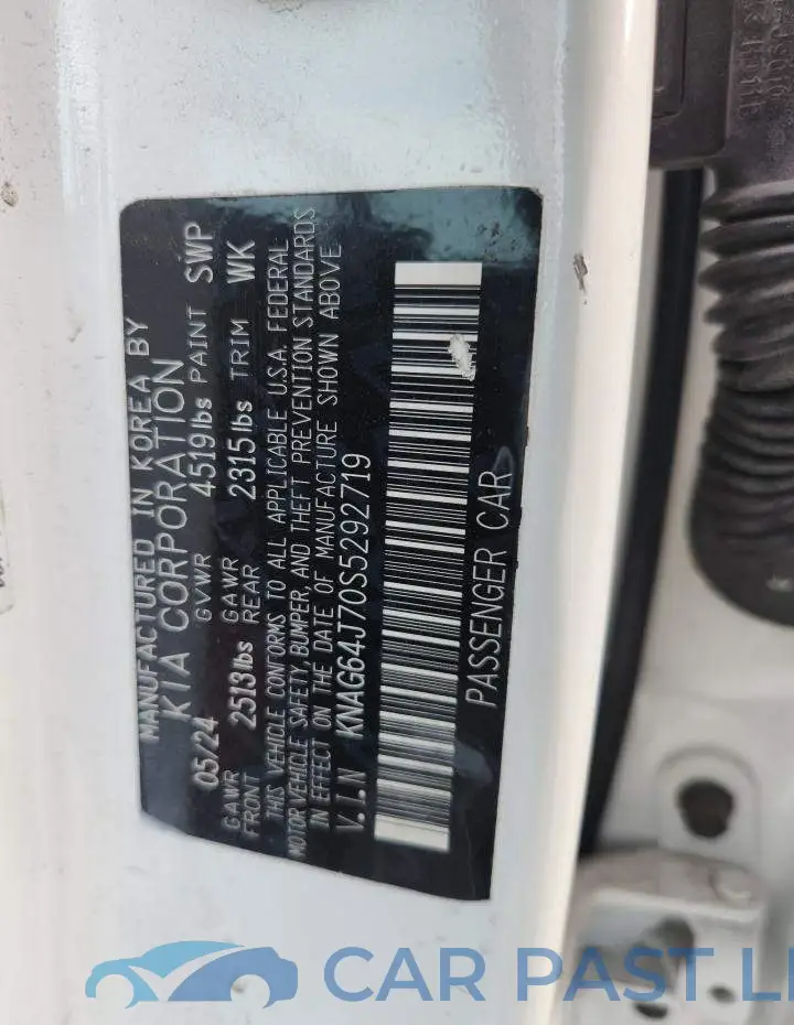 KNAG64J70S5292719# 12