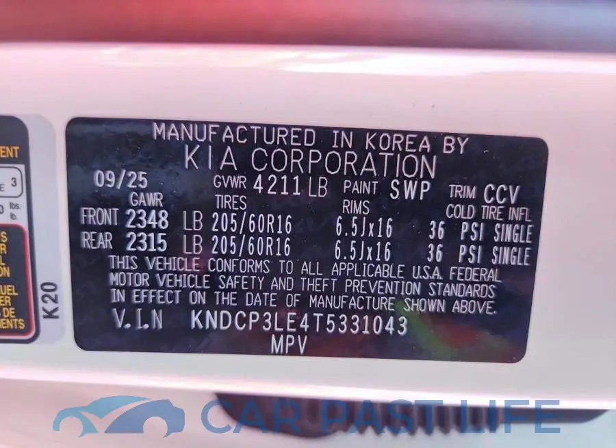 KNDCP3LE4T5331043# 12