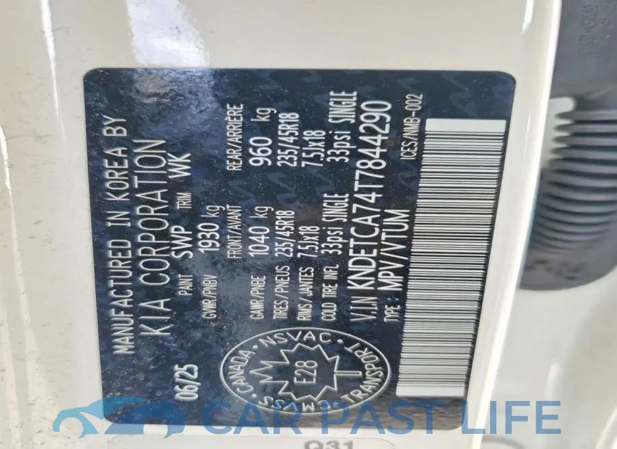 KNDETCA74T7844290# 14