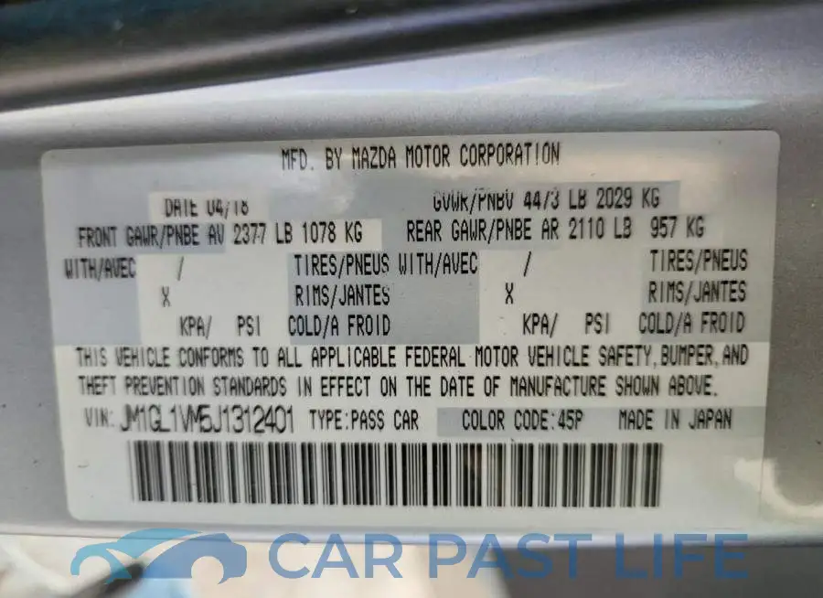 JM1GL1VM5J1312401# 12