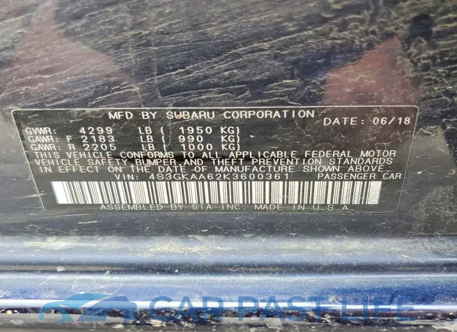 4S3GKAA62K3600361# 12
