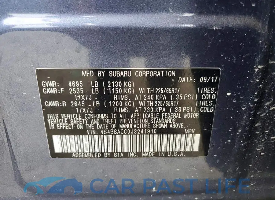 4S4BSACC0J3241910# 13